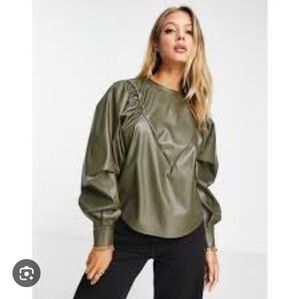 Asos Faux Leather Long Sleeve Top